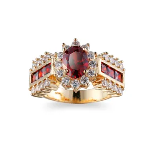 Red Crystal & Cubic Zirconia Oval-Cut Ring