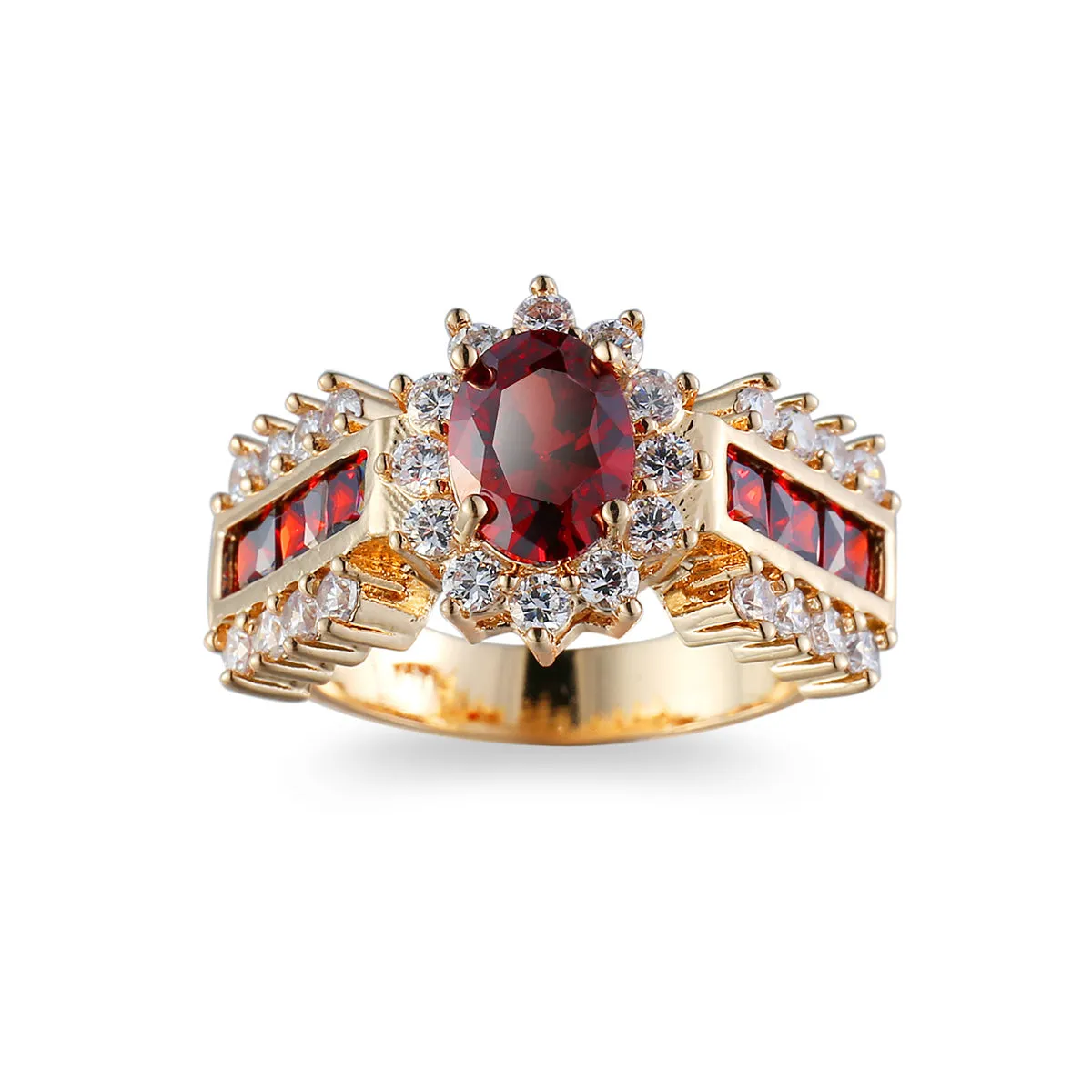 Red Crystal & Cubic Zirconia Oval-Cut Ring