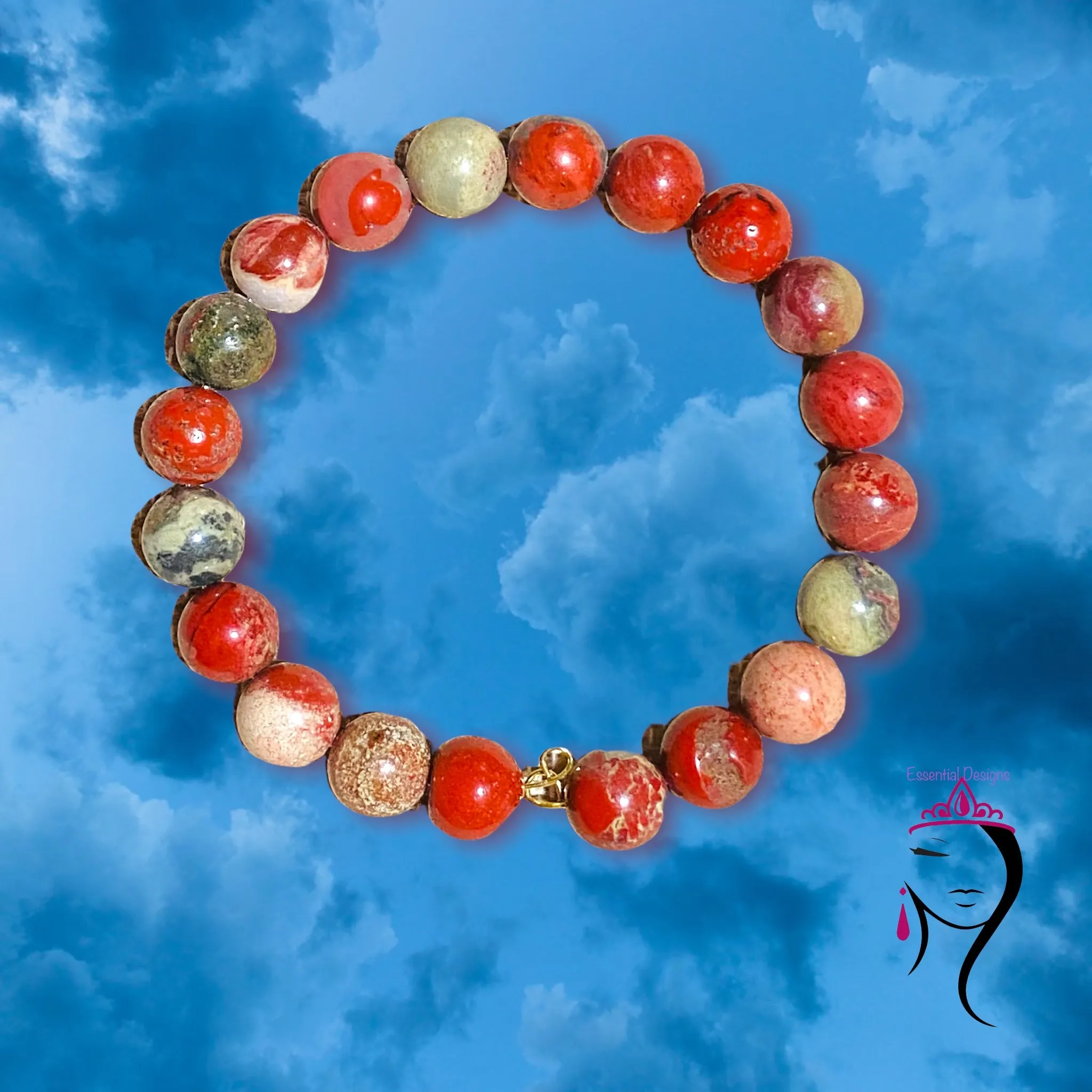 Red River Jasper Memory Wire Bracelet, #18097