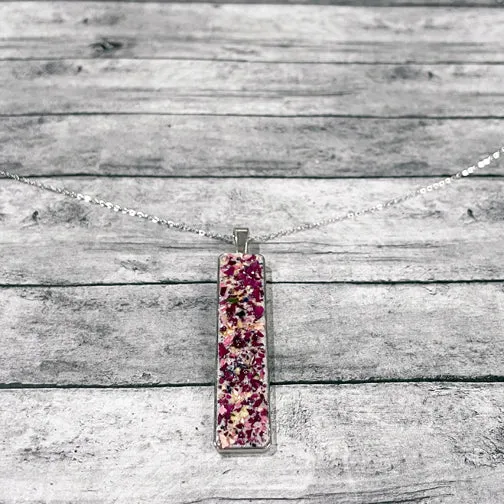 Remembrance Pendant Necklace Using Flower Petals