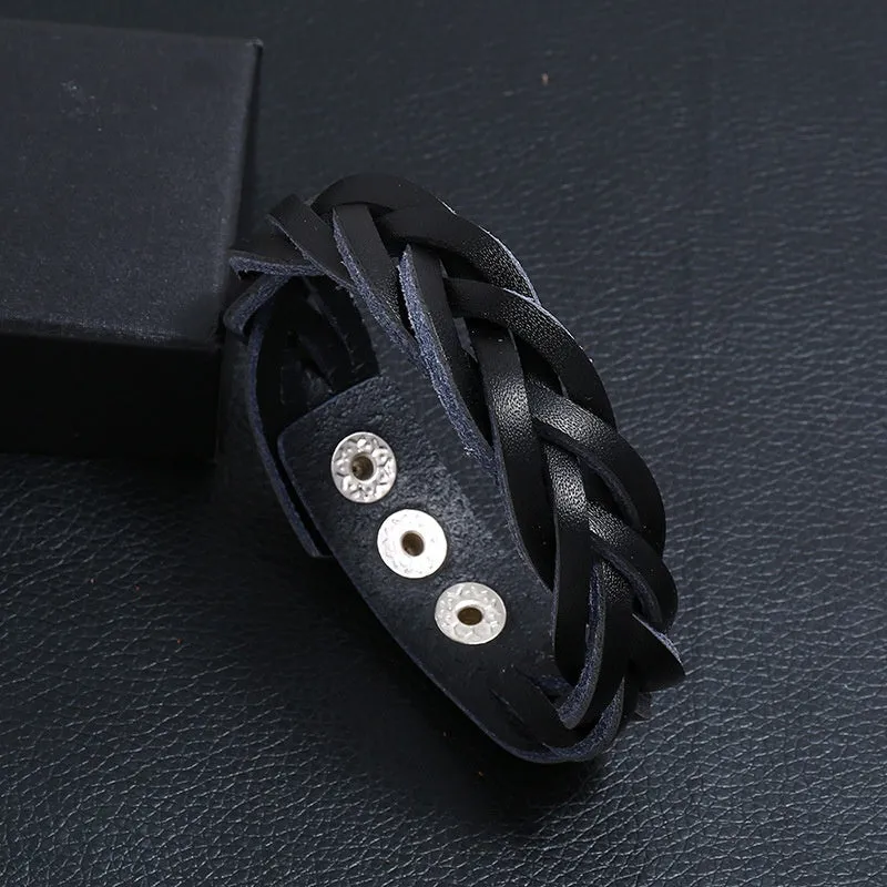 Retro Leather Cuff Bracelet Punk Braided Wristband