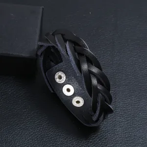 Retro Leather Cuff Bracelet Punk Braided Wristband