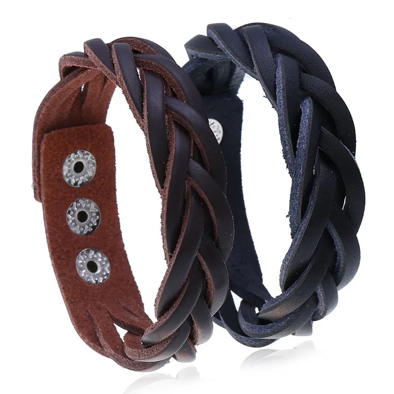 Retro Leather Cuff Bracelet Punk Braided Wristband