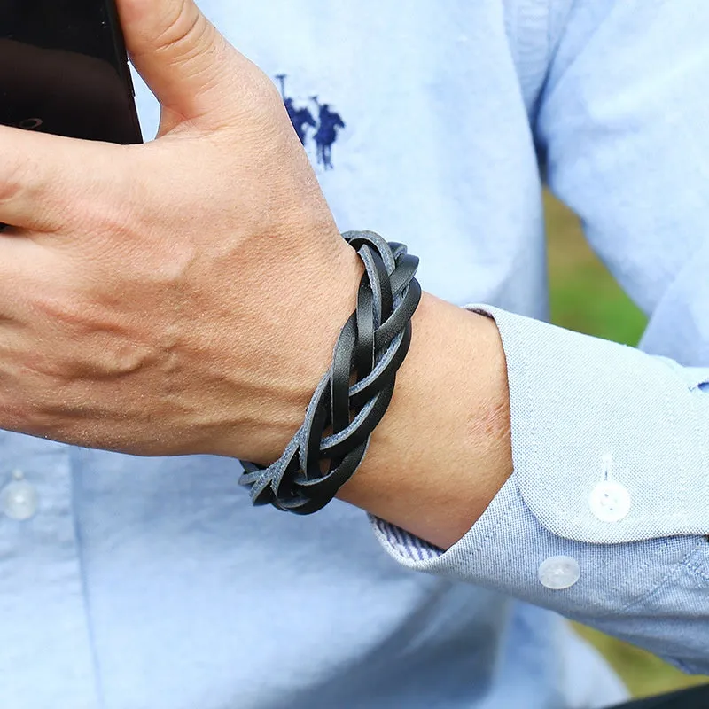 Retro Leather Cuff Bracelet Punk Braided Wristband