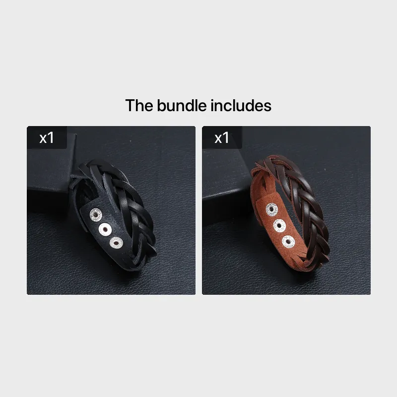 Retro Leather Cuff Bracelet Punk Braided Wristband