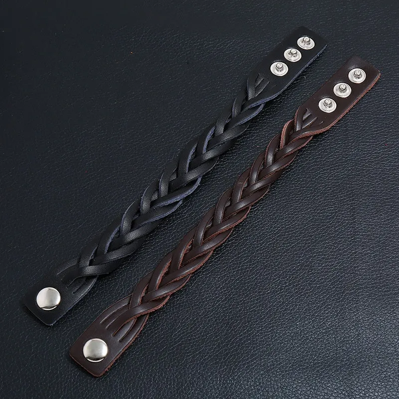 Retro Leather Cuff Bracelet Punk Braided Wristband