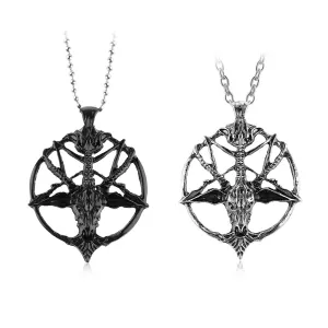 Retro Pentagram Pan God Skull Goat Head