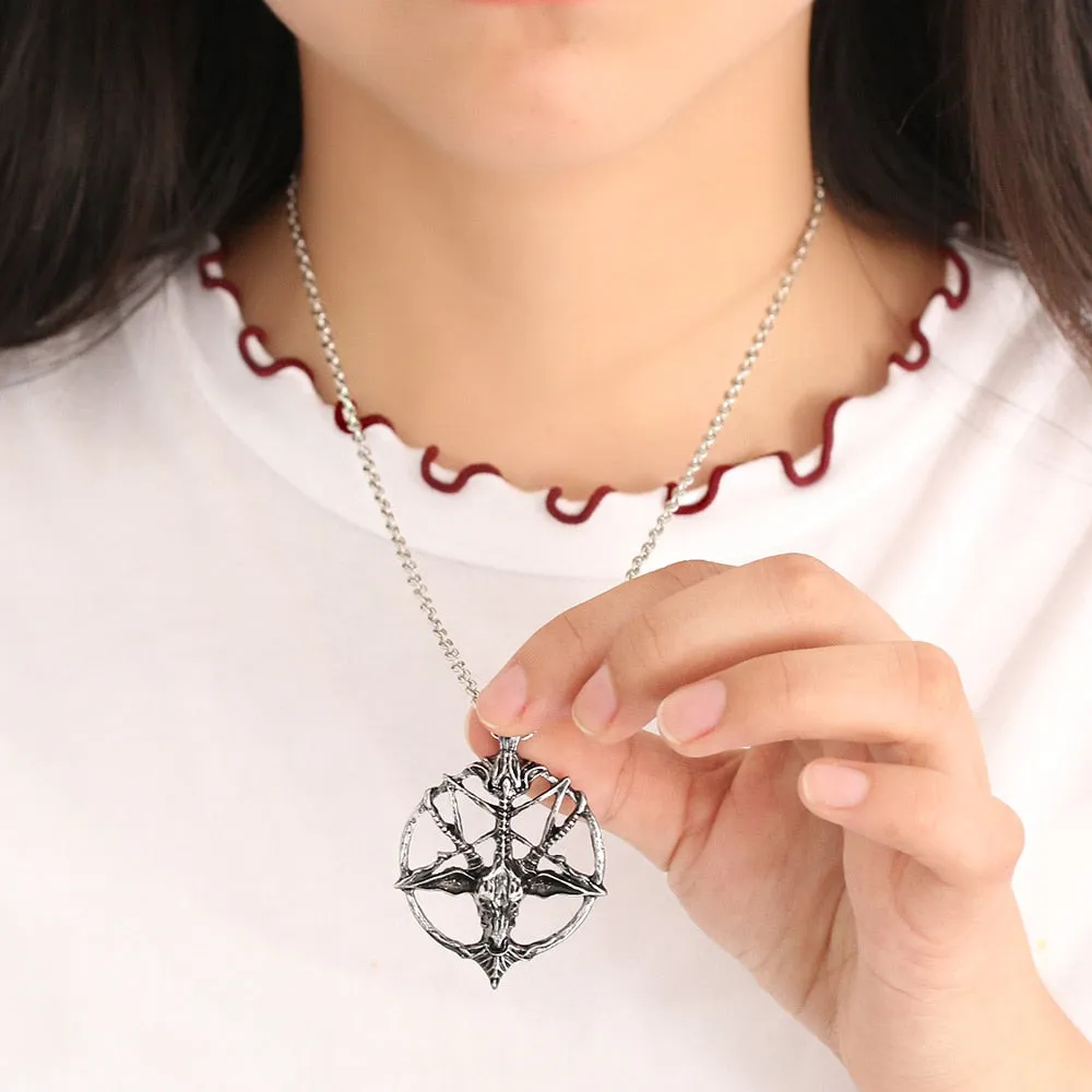 Retro Pentagram Pan God Skull Goat Head