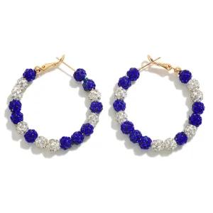 Rhinestone Beaded Game Day Hoop Earrings