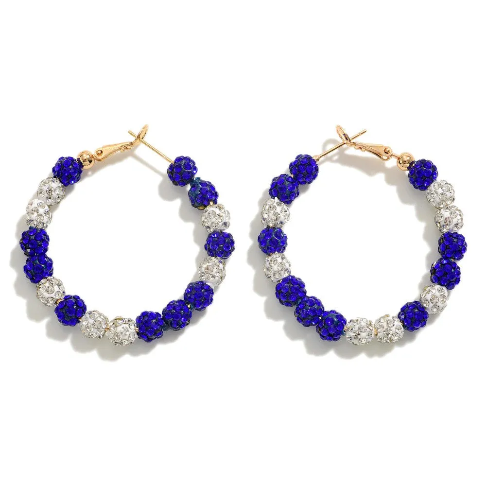 Rhinestone Beaded Game Day Hoop Earrings