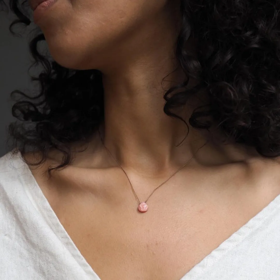 Rhodochrosite Teardrop Necklace