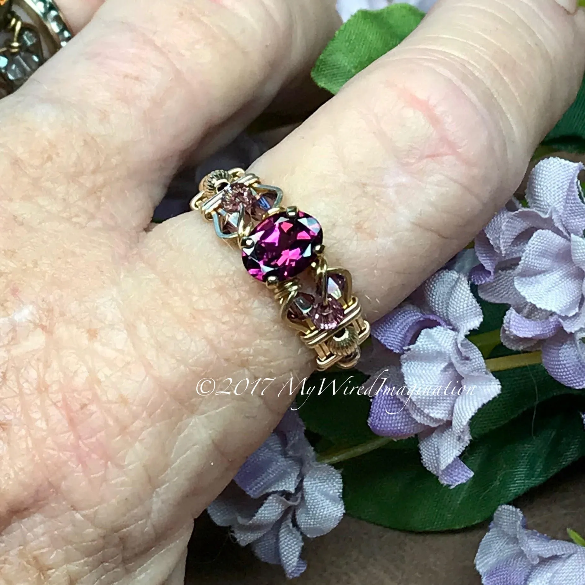 Rhodolite Garnet, Handmade Ring, Raspberry Rhodolite, Dark Red Garnet