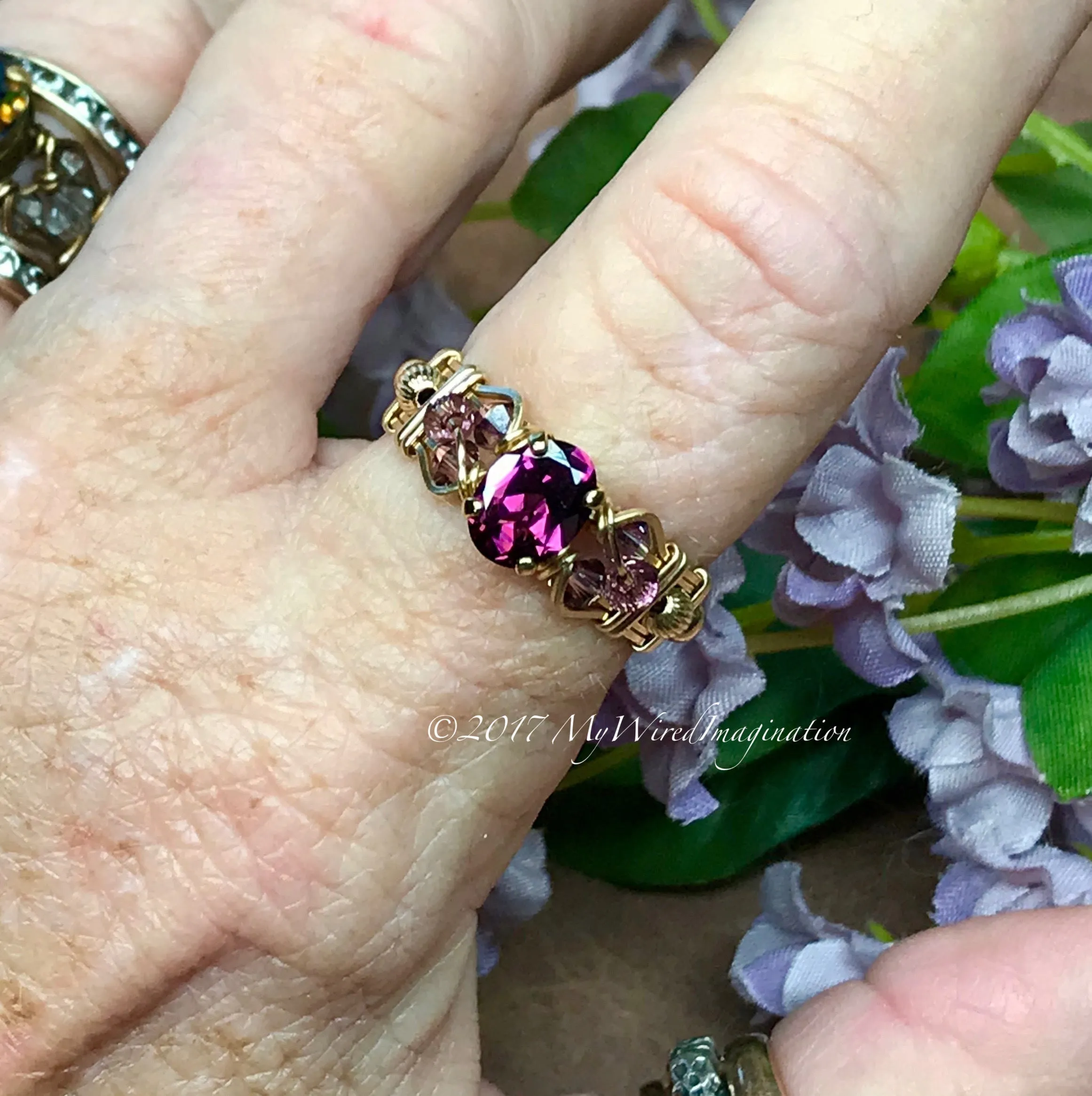 Rhodolite Garnet, Handmade Ring, Raspberry Rhodolite, Dark Red Garnet