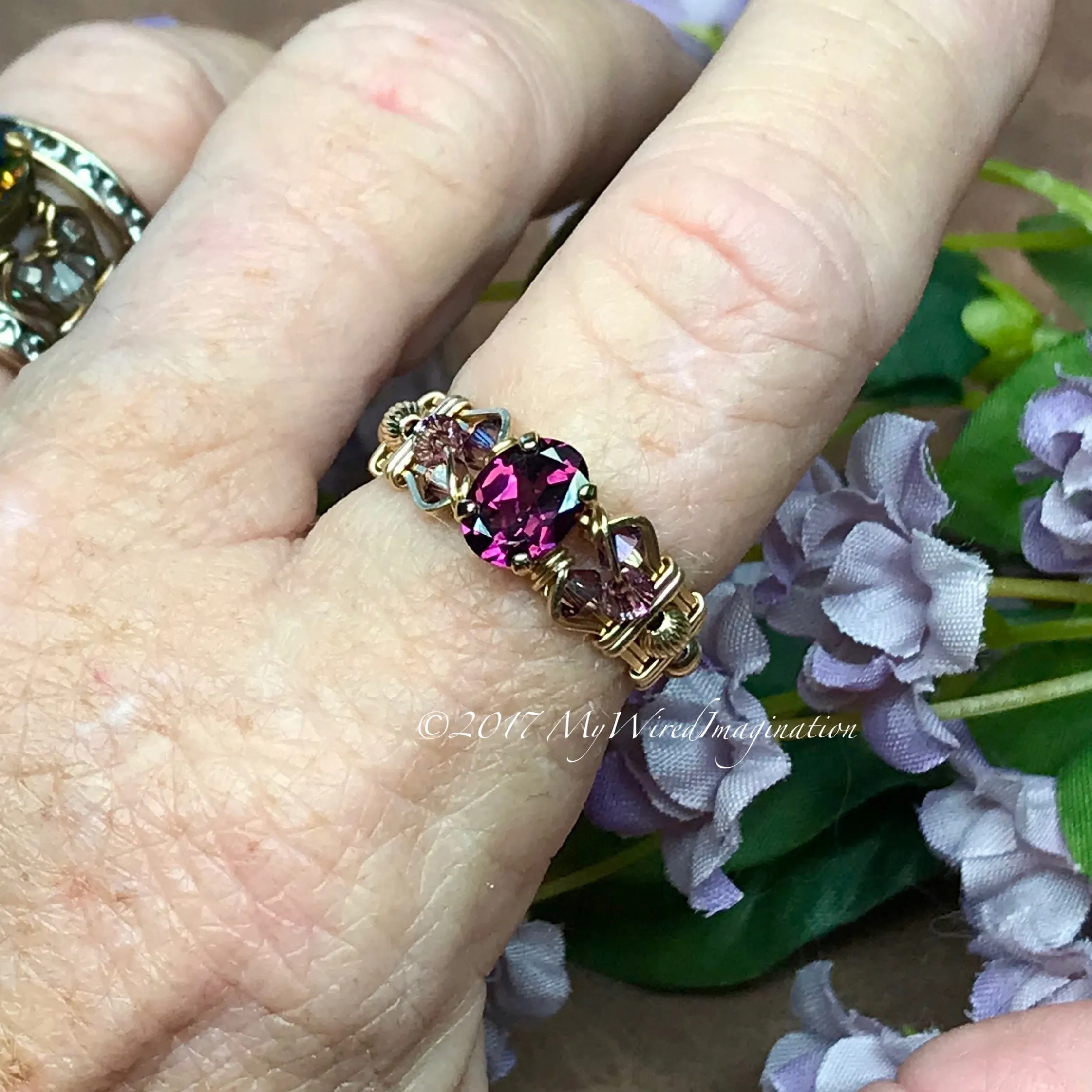 Rhodolite Garnet, Handmade Ring, Raspberry Rhodolite, Dark Red Garnet