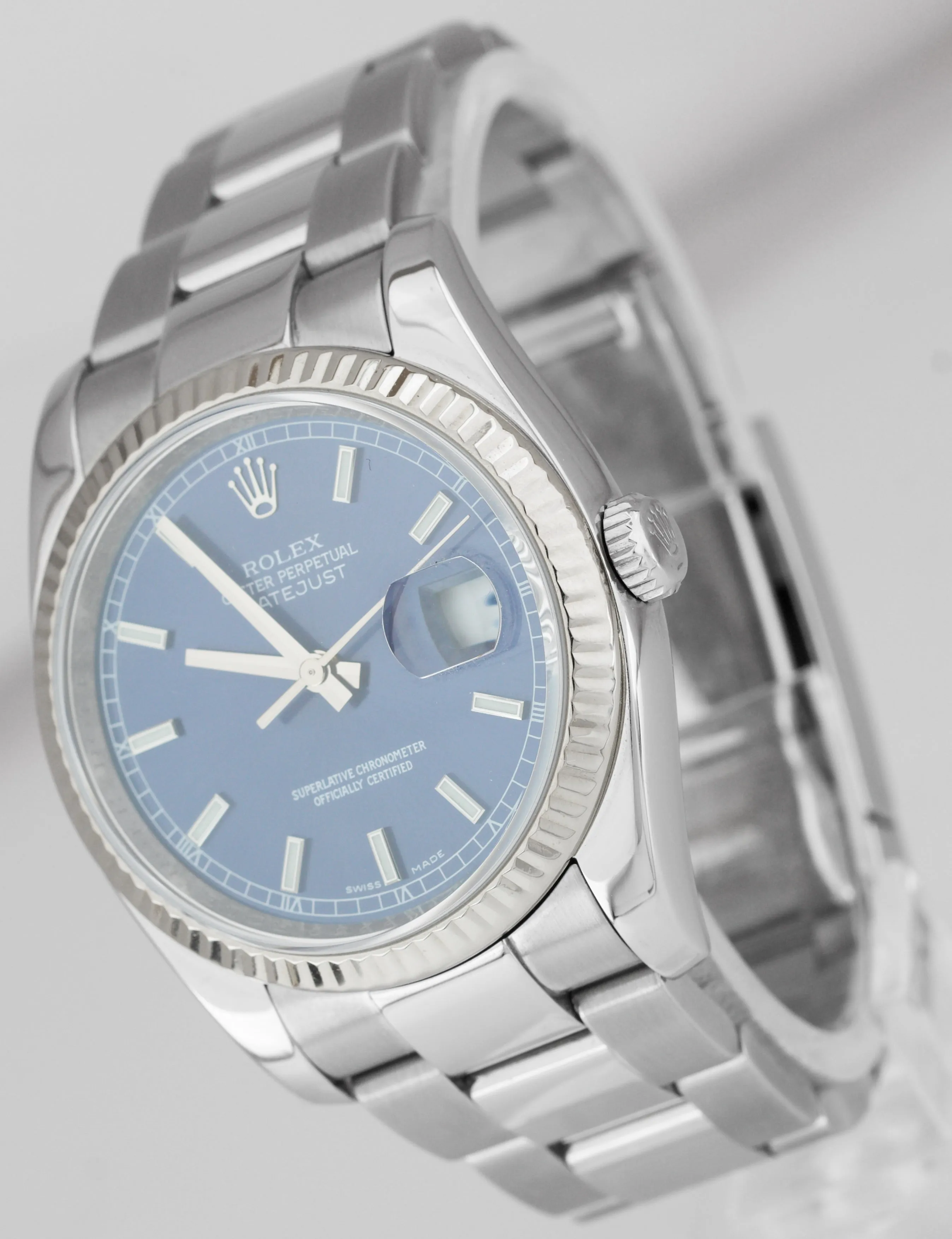 Rolex DateJust 36mm Stainless Steel BLUE Stick Dial Oyster Date Watch 116234