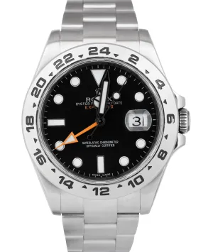 Rolex Explorer II Black Orange Dial Stainless Steel GMT 42mm Date Watch 216570