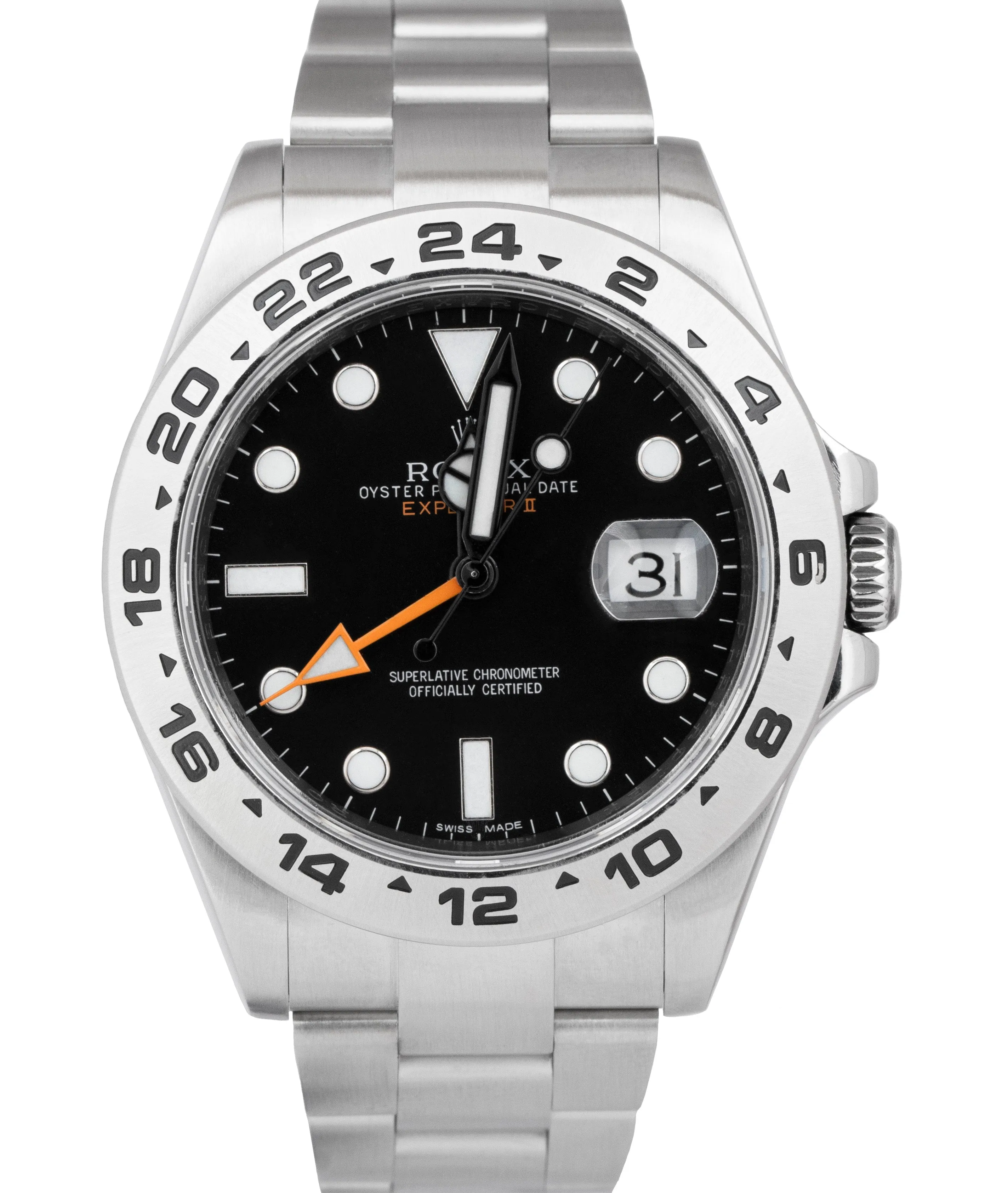 Rolex Explorer II Black Orange Dial Stainless Steel GMT 42mm Date Watch 216570