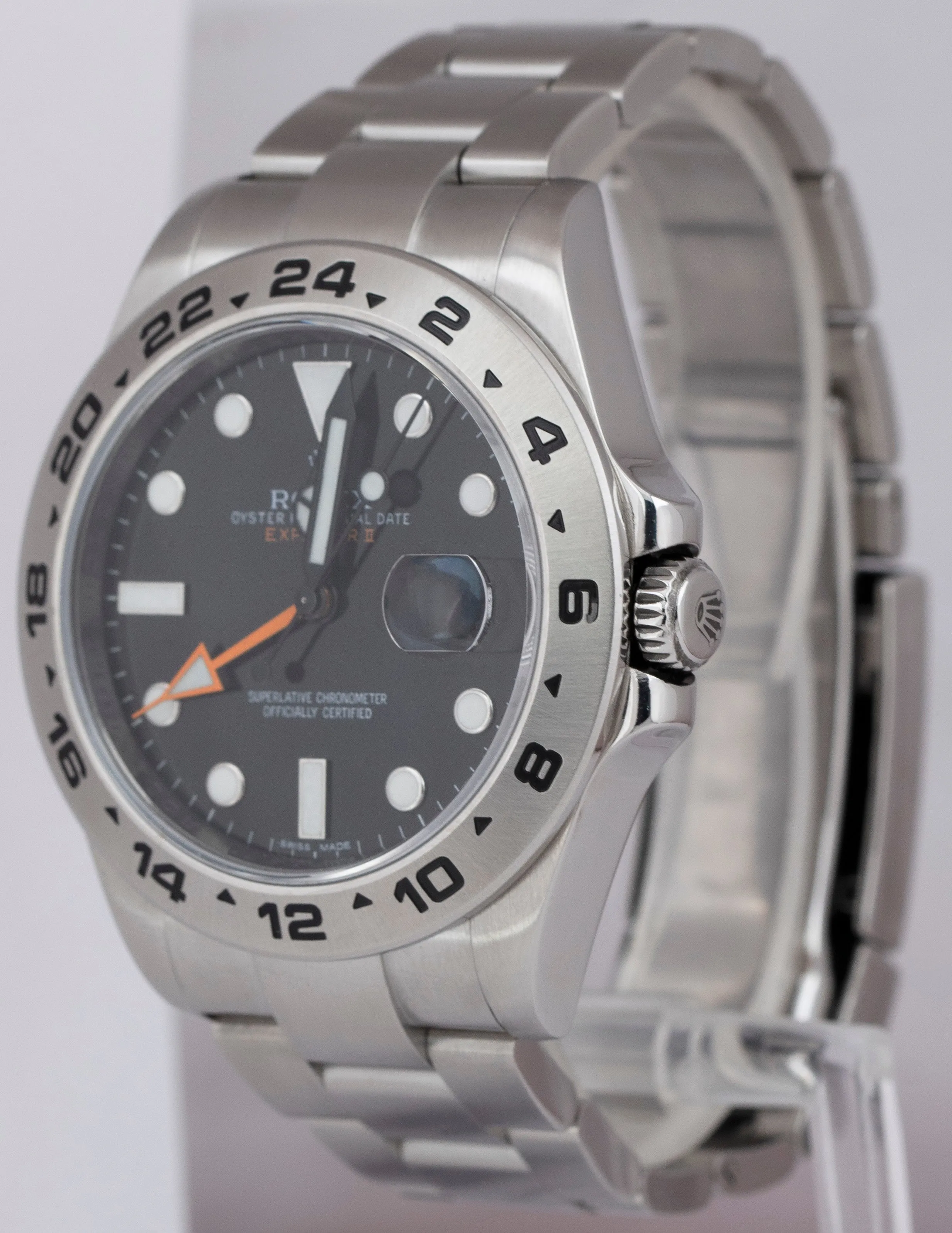 Rolex Explorer II Black Orange Dial Stainless Steel GMT 42mm Date Watch 216570
