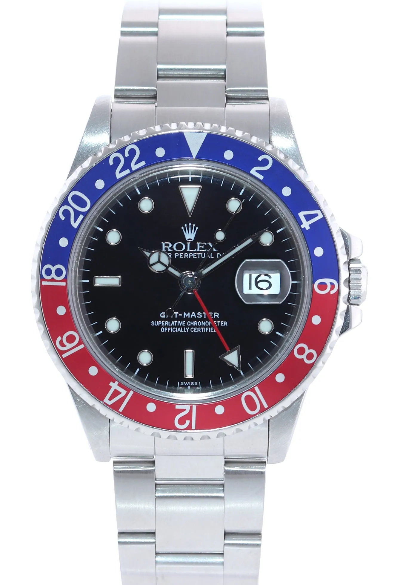 Rolex GMT-Master Tritium Pepsi Blue Red Steel 16700 40mm Watch