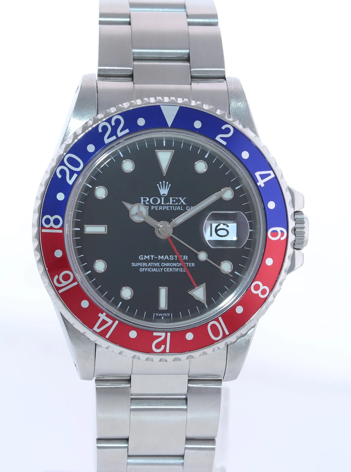 Rolex GMT-Master Tritium Pepsi Blue Red Steel 16700 40mm Watch