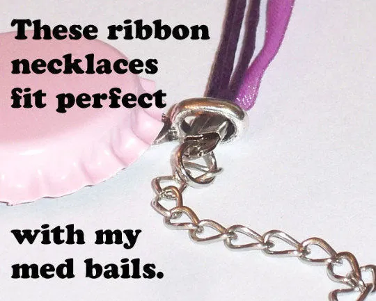 SALE 5 CT. 1.99 Orchid 17 in. Organza Ribbon and Cord Necklaces, Bottlecap Supply, Pendant Necklace, Jewelry Supply, Organza Necklace