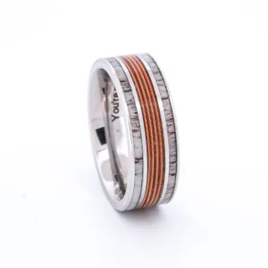 SALE RING -  Stainless Steel, Antler, & Guitar Strings - Size 10