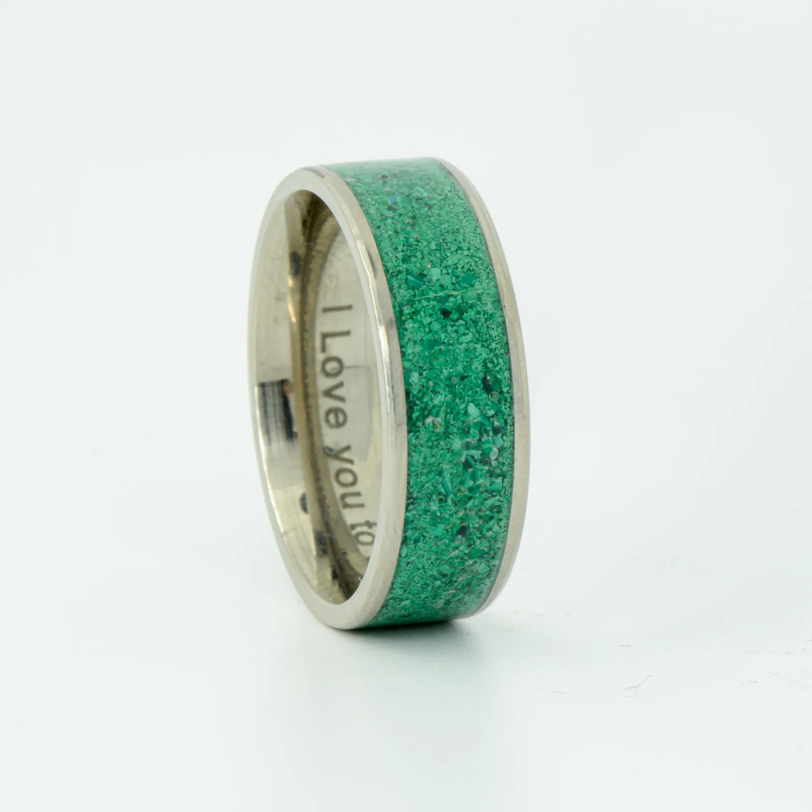 SALE RING -  Titanium & Green Malachite - Size 11.5