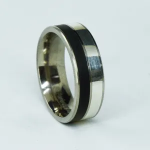SALE RING -  Titanium, Silver, & Hockey Puck - Size 11.5