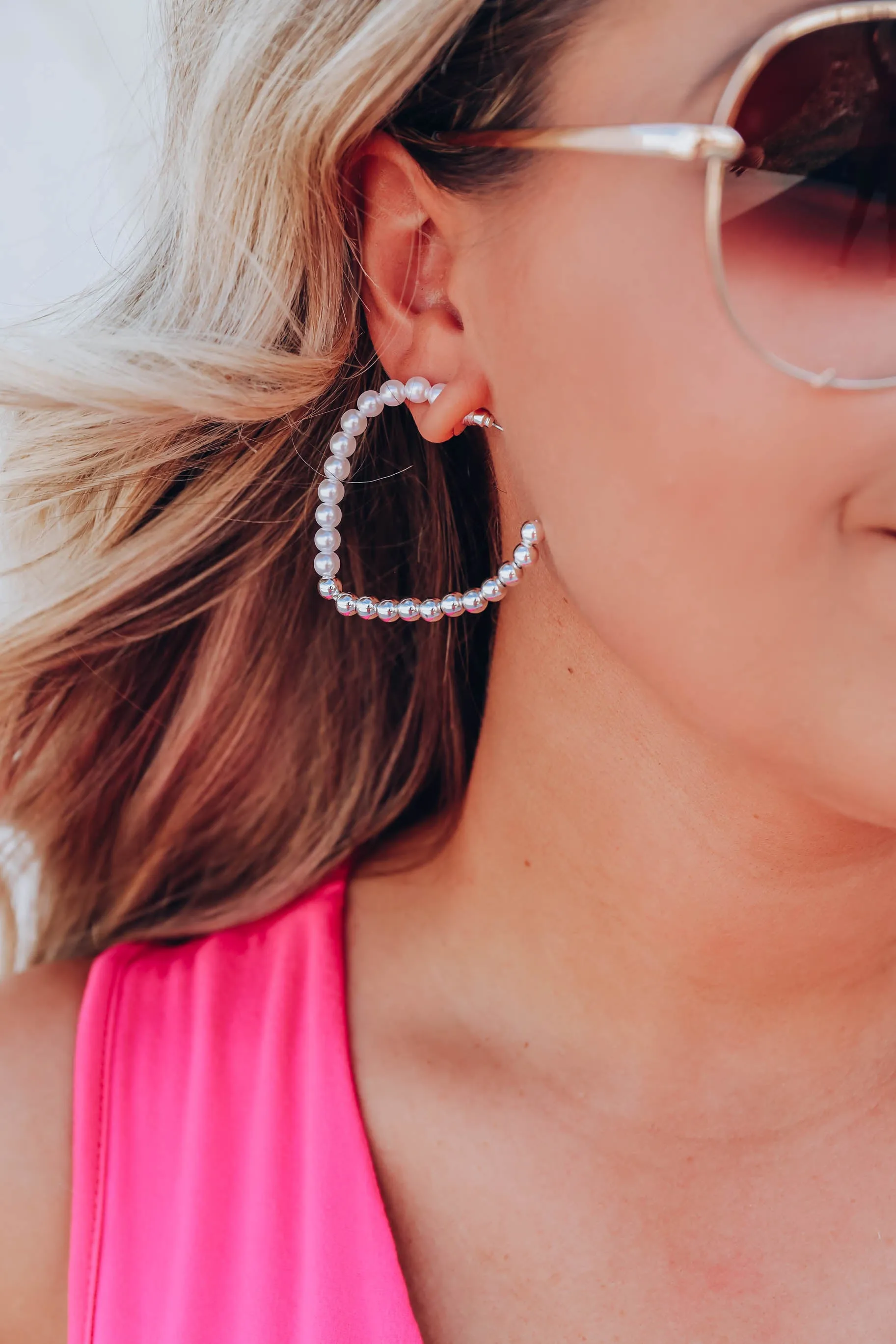 Salone Hoop Earrings - Silver x Pearl