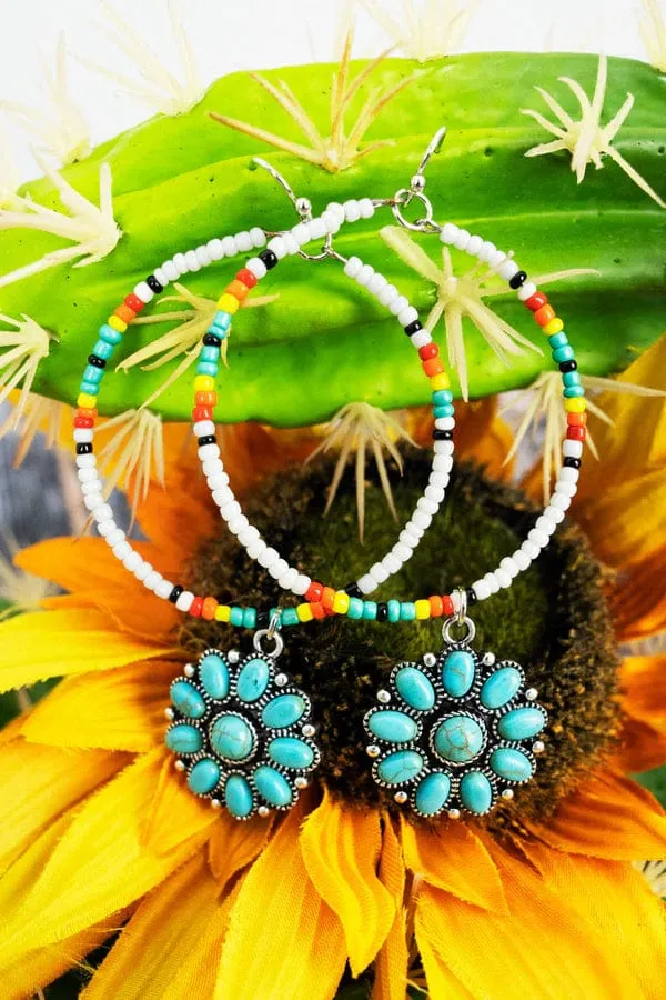 Santa Fe turquoise pendant HOOP EARRINGS