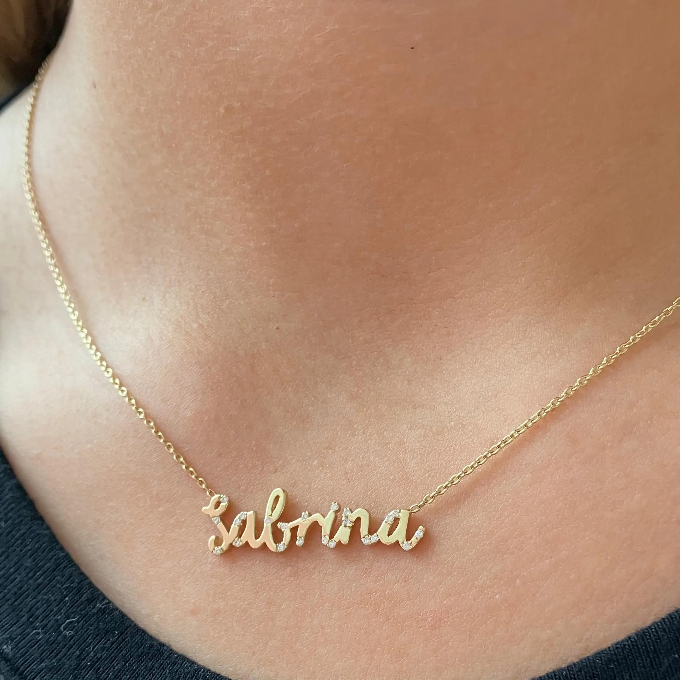 Scattered Diamonds Name Necklace