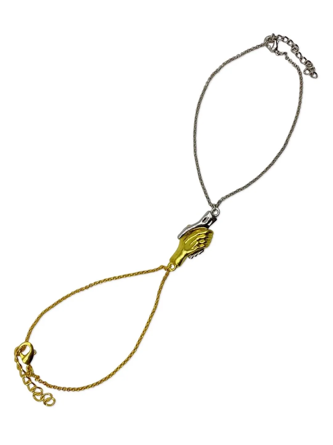 (Set of 2) Silver/Gold Plated Hand Holding Magnet Bracelets