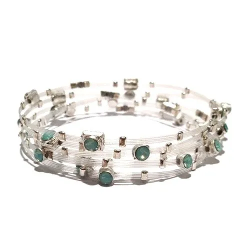 Shades of Blue Crystal Silver Bracelet - Set of 6