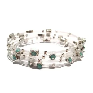 Shades of Blue Crystal Silver Bracelet - Set of 6