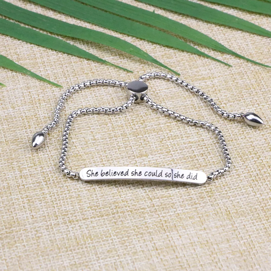 She Believed She Could So She Did Adjustable Chain Link Jewelry