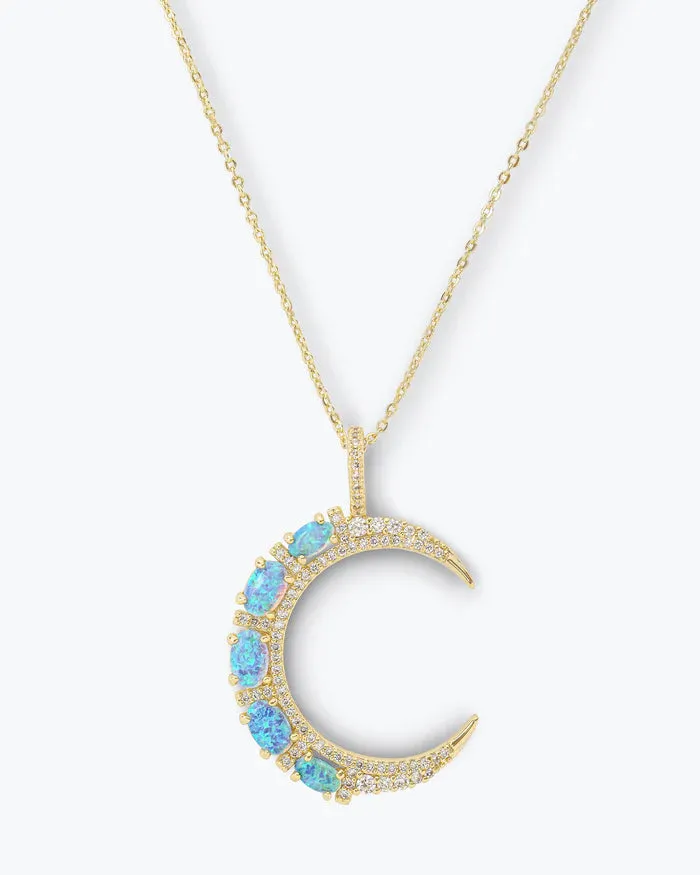 She's an Icon Moon Necklace - Blue Moon; Gold