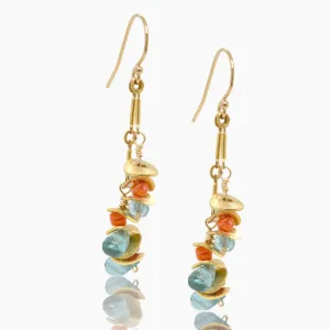Signature Aqua Apatite Earrings with Coral