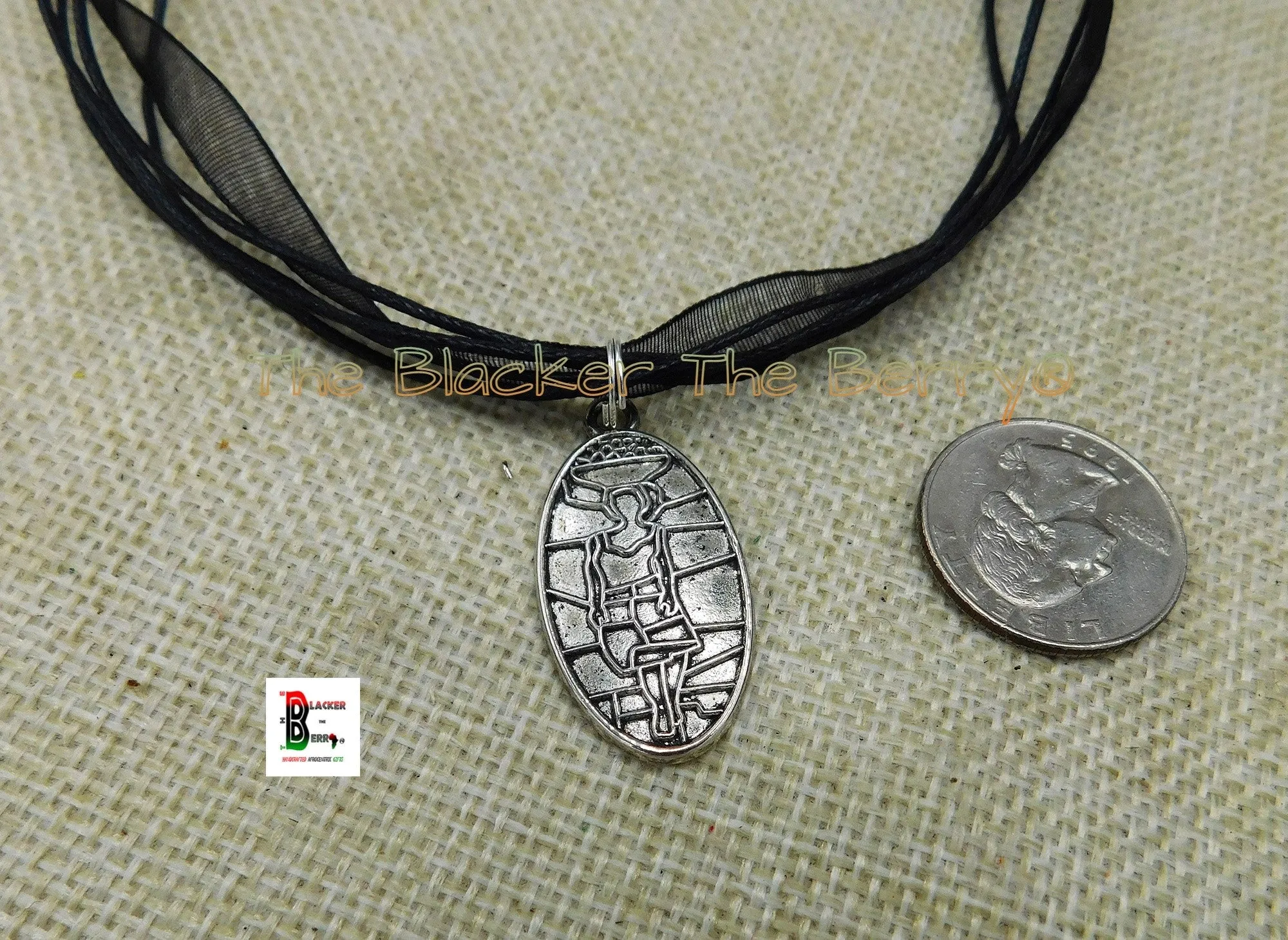 Silver African Woman Pendant Adjustable Jewelry Black Owned