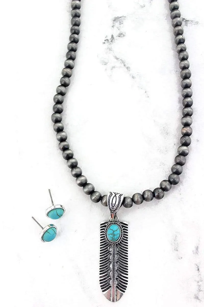 Silver Feather Pendant Necklace 16"