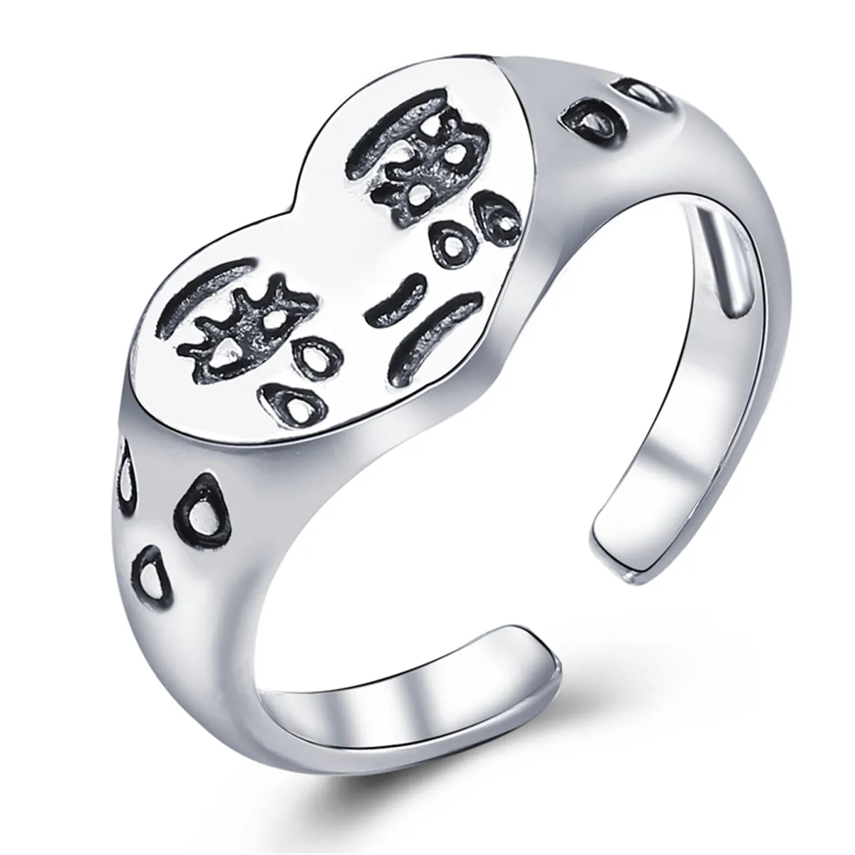 Silver-Plated Crying Heart Open Band Ring