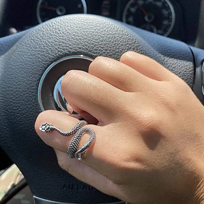 Silver Snake Ring for Men Women