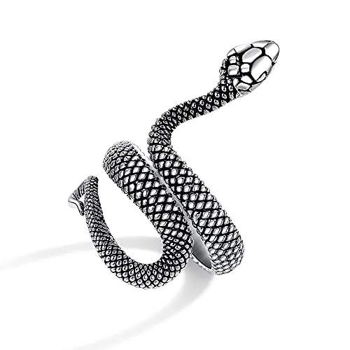 Silver Snake Ring for Men Women