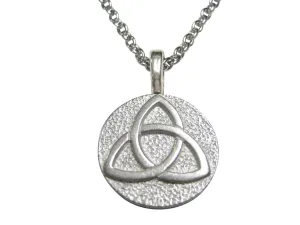 Silver Toned Circular Celtic Trinity Knot Pendant Necklace