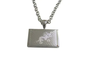 Silver Toned Etched Bhutan Flag Pendant Necklace