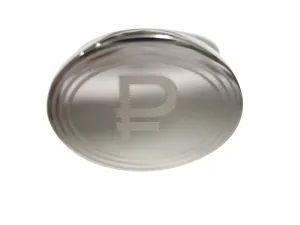 Silver Toned Etched Oval Russian Ruble Currency Sign Pendant Adjustable Size Fashion Ring