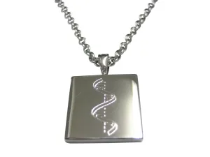 Silver Toned Etched RNA Ribonucleic Acid Molecule Pendant Necklace