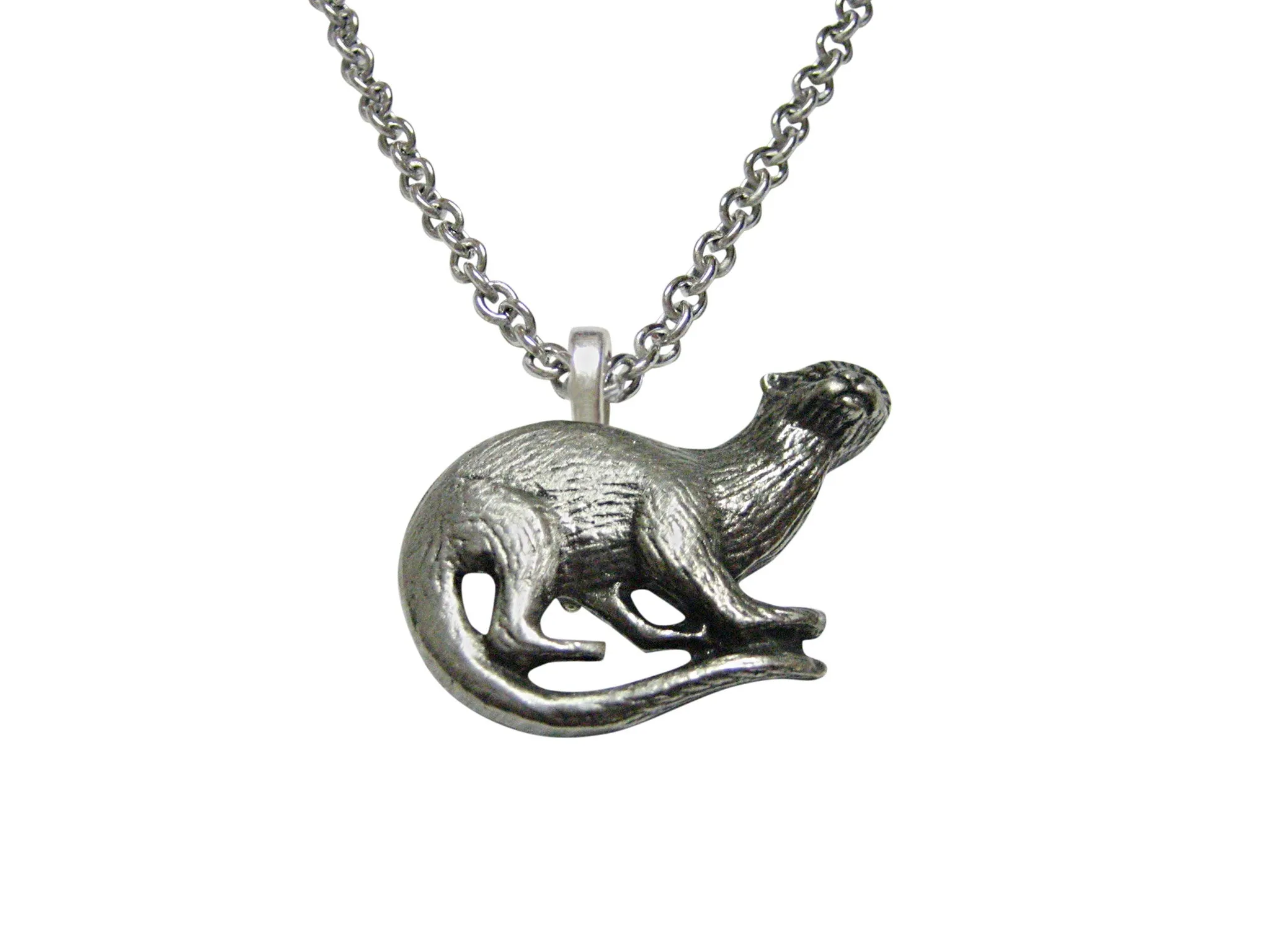 Silver Toned Otter Pendant Necklace