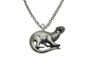 Silver Toned Otter Pendant Necklace