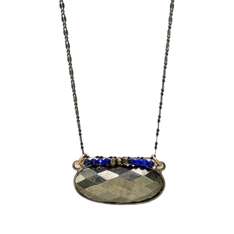SILVER WRAPPED PYRITE PENDANT NECKLACE