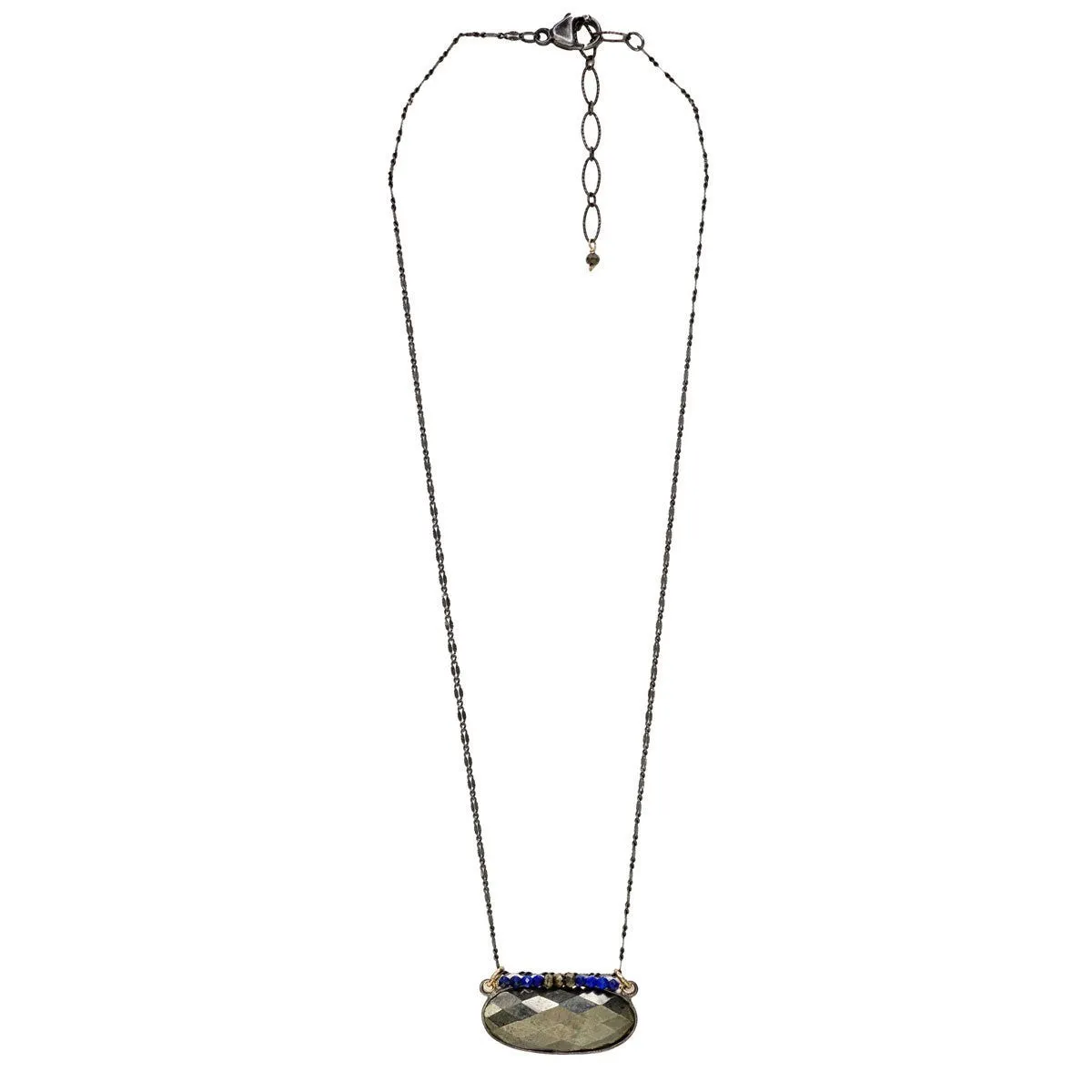 SILVER WRAPPED PYRITE PENDANT NECKLACE